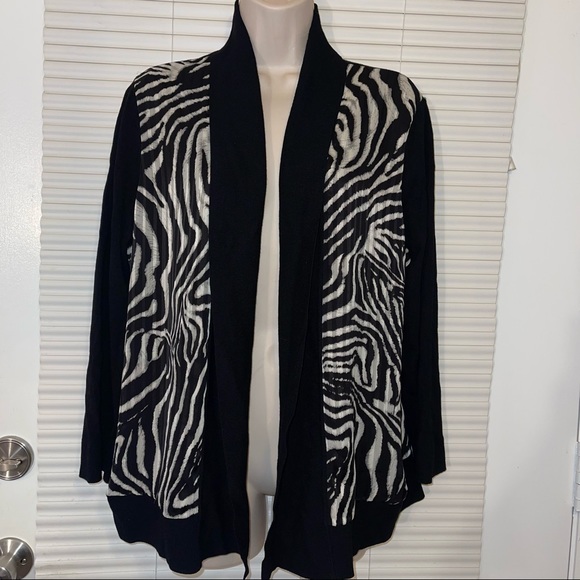 Jones New York Collection Black & White Cardigan - Picture 1 of 7